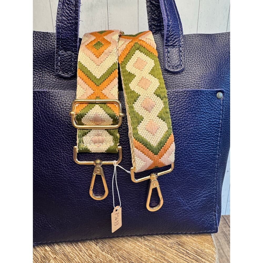 Crossbody Purse Green Gold White Striped Bag Strap Guitar Bag Strap NEW